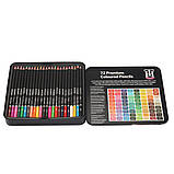Набір кольорових олівців YOVER в металевій коробці 72 кольори, фото 5