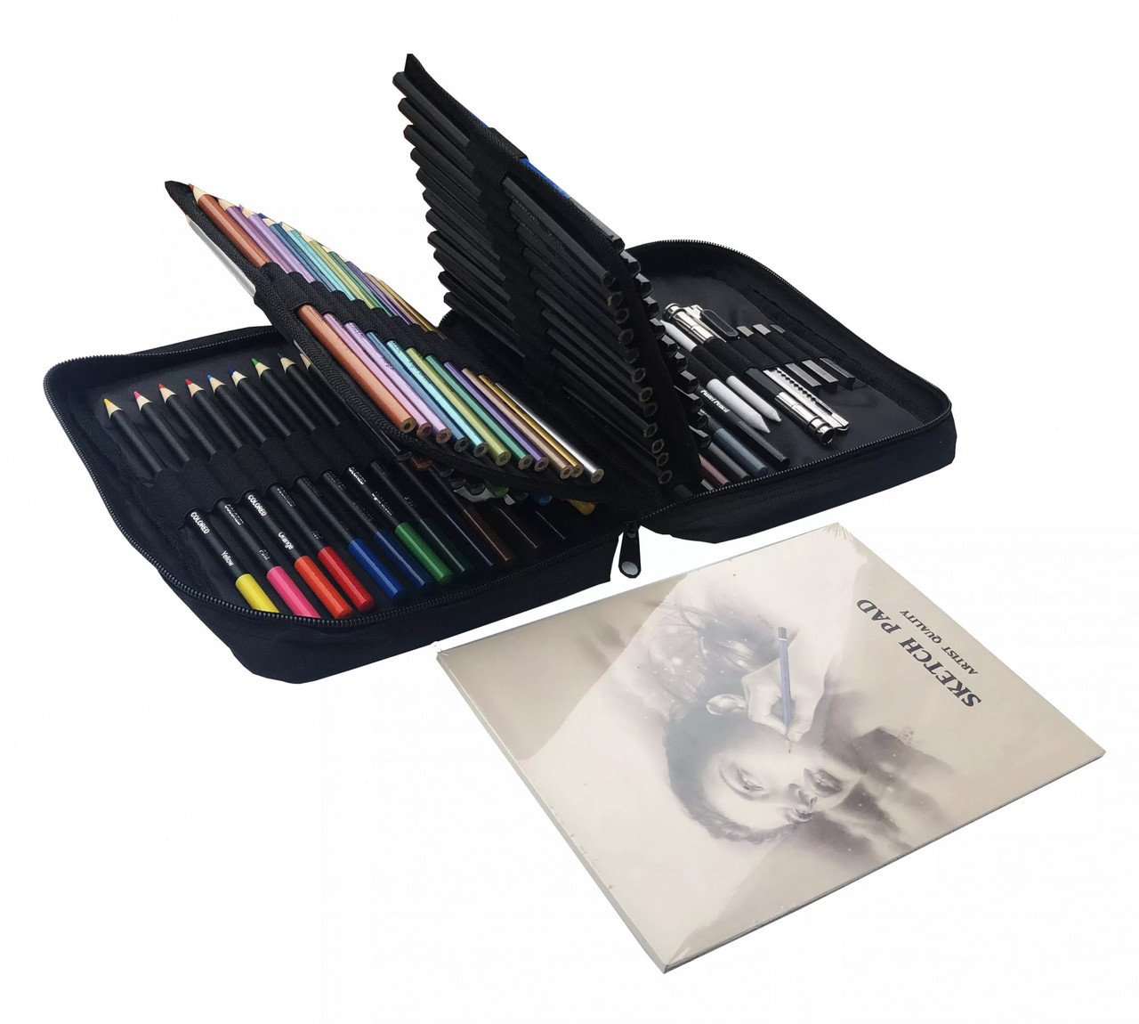 Набір для малюнку та ескізів LOKSS на 73 предмети в нейлоновій сумці, фото 1