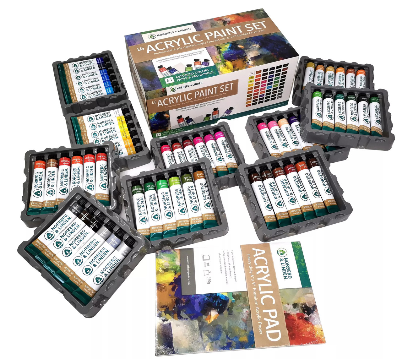 Набір акрилових фарб NORBERG&LINDEN для малювання (60 кольорів по 22 мл), фото 1