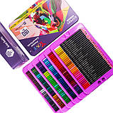 Кольорові олівці преміум-класу Yover з м`яким грифелем 180 кольорів у металевій коробці, фото 5