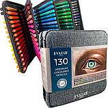 Кольорові олівці преміум-класу EVAZAR з м`яким грифелем 130 кольорів у нейлоновій сумці, фото 3