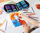 Кольорові олівці преміум-класу EVAZAR з м`яким грифелем 130 кольорів у нейлоновій сумці, фото 8