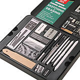 Преміум набір для малюнку та ескізів Kalour в металевій коробці 50 предметів, фото 10