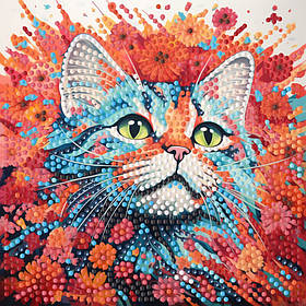 Алмазна мозаїка "Яскравий кіт" Strateg ZAV1818-22, 18х18 см, Toyman