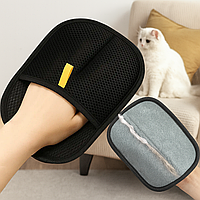 Двостороння рукавичка для вичісування вовни 24*16 см DS