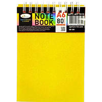 Блокнот А6, 80 л., пластик, пружина сверху (ЖЕЛТЫЙ) [tsi277980-TSI]