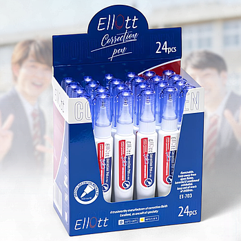 Ручка-коректор з металевим наконечником 7 мл "Ellott" ET703-24 Упаковка 24 шт.