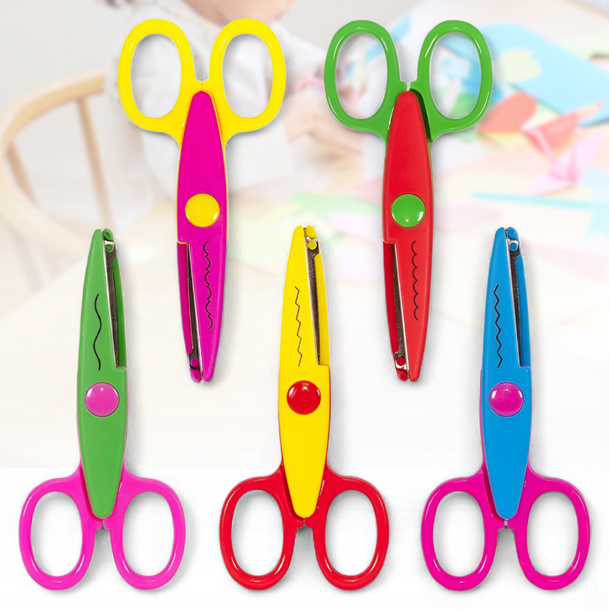 Дитячі ножиці з фігурним лезом Упаковка 12 шт., фото 1