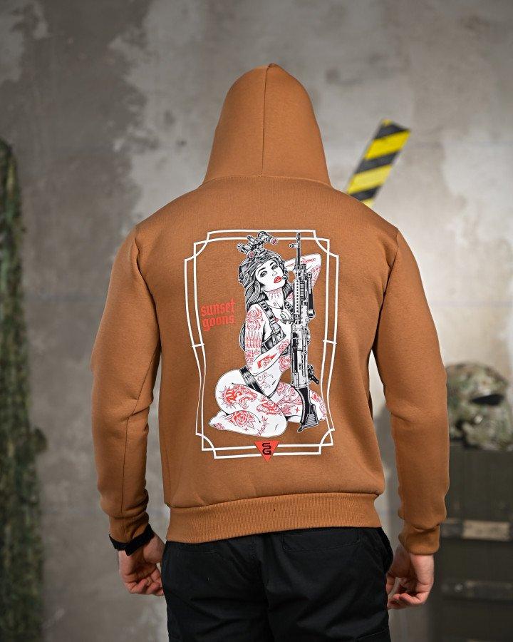 Мілітарі худі на флісі GENESIS з принтом “Girl” польовий ПП8085 ТМ, фото 1