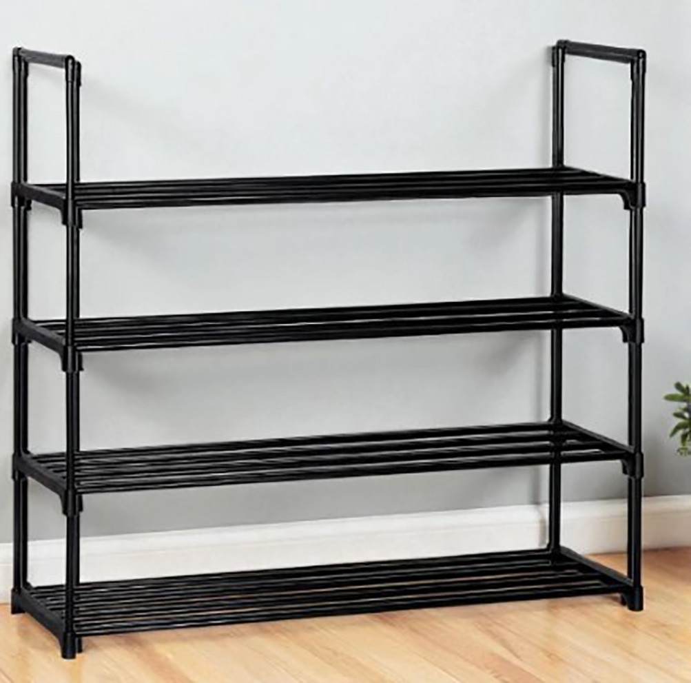 Підлогова Полиця етажерка металева для взуття 4-рівнева Bonro B37 чорна
