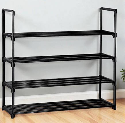 Підлогова Полиця етажерка металева для взуття 4-рівнева Bonro B37 чорна, фото 1