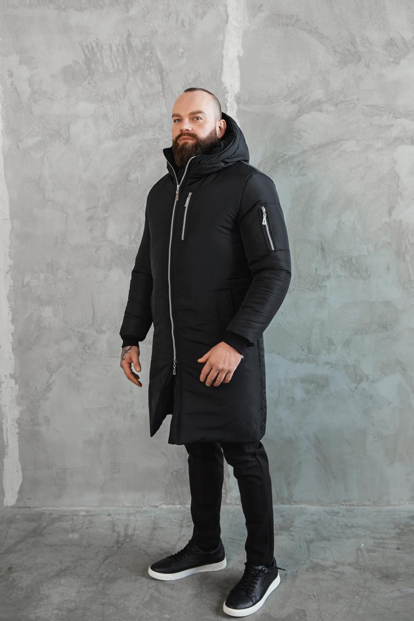 Куртка чоловіча зимова подовжена до -20°С | Чоловіча зимова парка подовжена ЛЮКС якості, фото 1