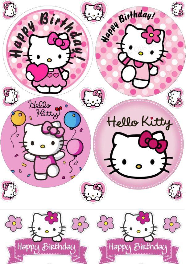 Вафельна картинка  "Тортик для дівчинки" "Hello Kitty" /ВК-0023/  - А4, фото 1