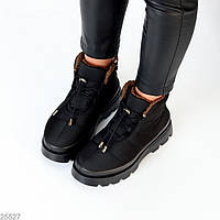 Элегантные женские черные Ботинки дутики на платформе танкетке Зимние Ботинки теплые на меху Зима