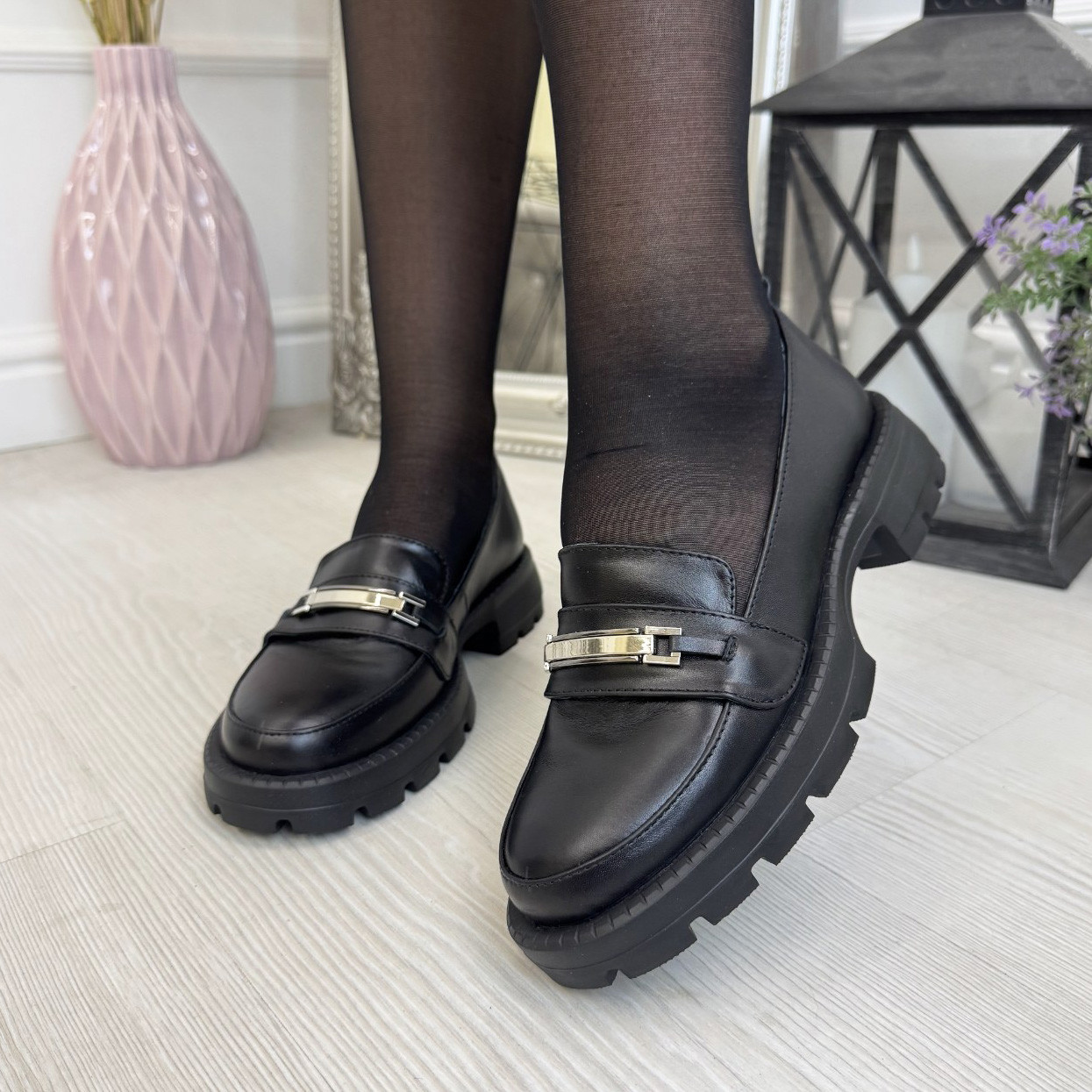 Лофери жіночі шкіряні. Колір чорний. Розміри 36-41, фото 1