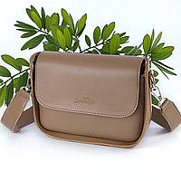 Маленький жіночий клатч сумка крос боді через плече мокко з екошкіри з плечовим ременем