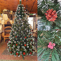 Кармен 2.5 м з калиною і шишками  ялинка штучна новорічна.