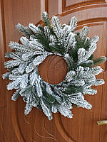 Новорічний вінок литий Засніжений "Елитный" 50см / Вінок хвойний / Декор