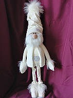 Гном 85см білий скандинавський Сніговик.  Ельф інтерєрний Різдвяний ельф, санта клаус новорічний, іграшка м'ягка