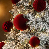 Набір куль ялинкових "Оксамит" 18 шт. Бордовий D-8см. Подарунковий набір ялинкових кульок Кульки на ялинку