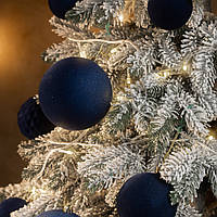 Набір куль ялинкових "Оксамит" 18 шт. джинсовий D-8см. Подарунковий набір ялинкових кульок Кульки на ялинку