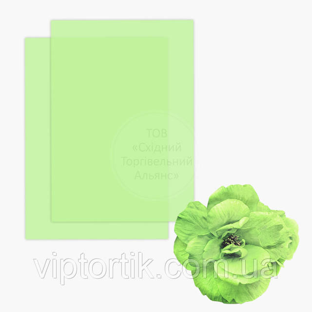Вафельний папір ультратонкий А4 (для квітів) - Зелений, фото 1