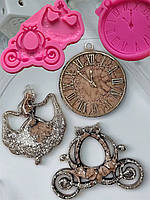 Молд «Попелюшка та карета», з фінішним покриттям та кристалами, на 2 моделі. Серія «Новорічна казка»