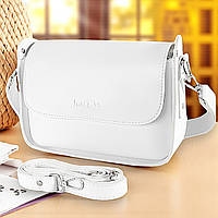 Маленький жіночий клатч сумка крос боді через плече білий з екошкіри з плечовим ременем