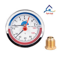 Термоманометр діам. 80 мм. латун. заднє підкл. 0-6 бар 0-120 С 1/2" SD Plus