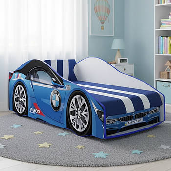 Ліжко машина БМВ Еліт комплект з матрацом, дитяче ліжко автомобіль