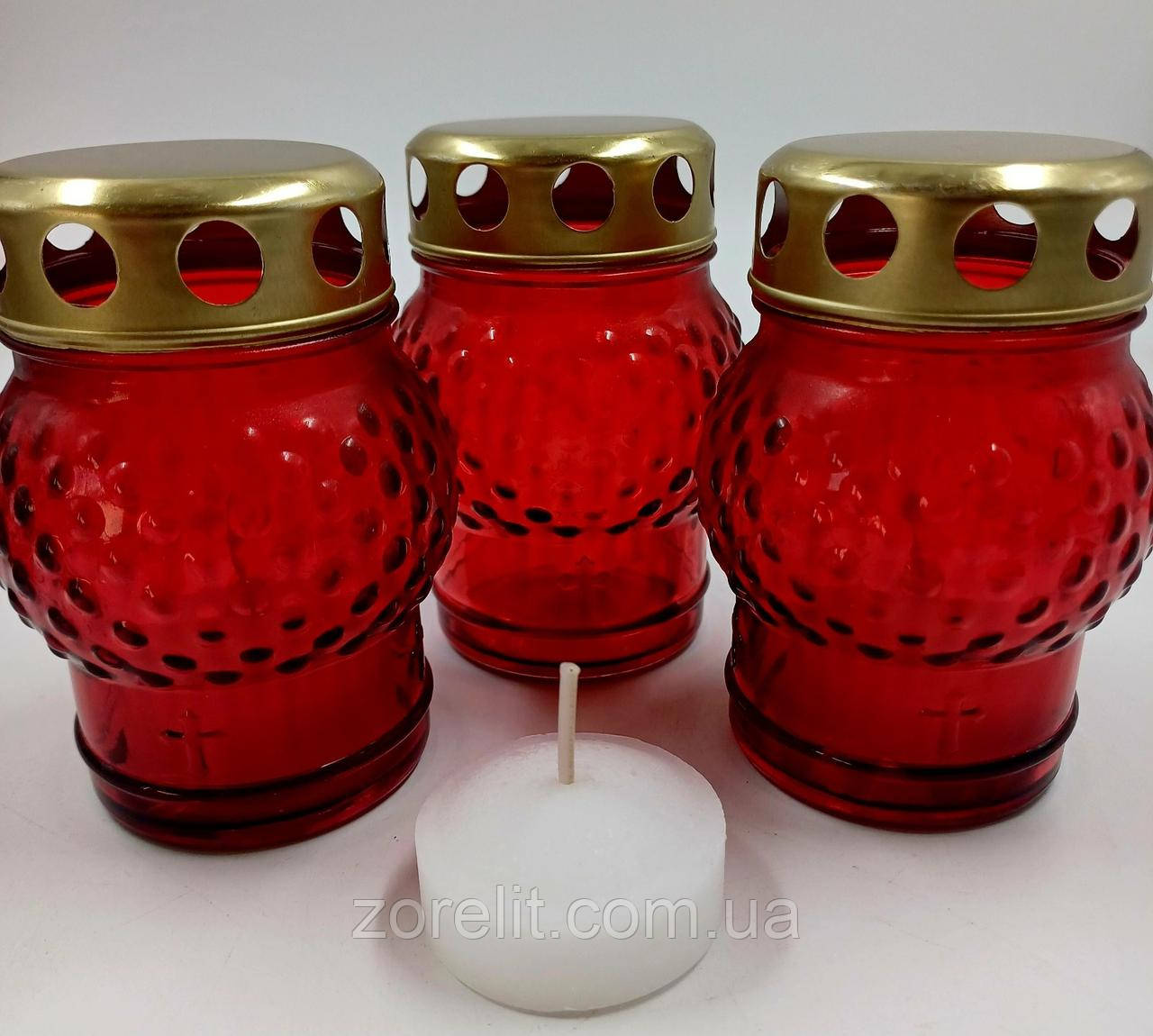 Лампадка скляна з парафіновою свічкою метал 212 бочка 12шт/уп, фото 1