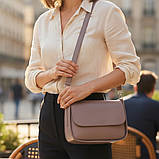 Маленький жіночий клатч сумка крос боді через плече димчата з екошкіри з плечовим ременем, фото 7