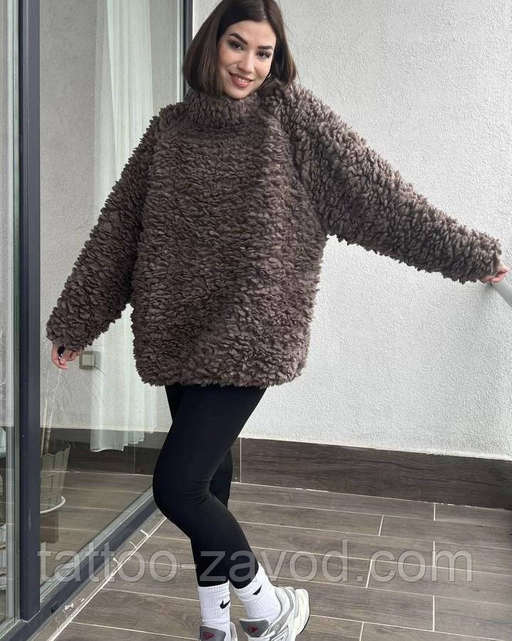 Худи оверсайз мех Тедди 42-48, фото 1