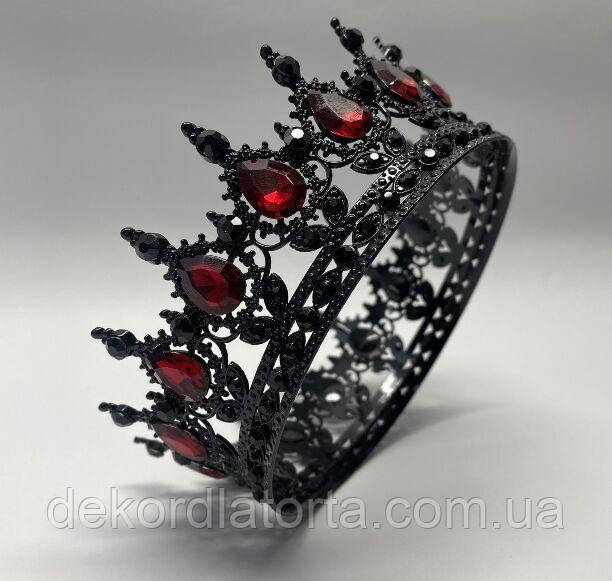 Корона  діадема  чорна з черноми камінцями