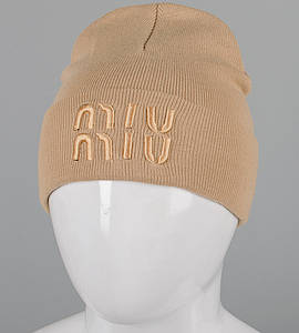 Шапка молодіжна з вишивкою  (m33), Пісочний