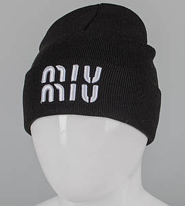 Шапка молодіжна з вишивкою  (m33), Чорний