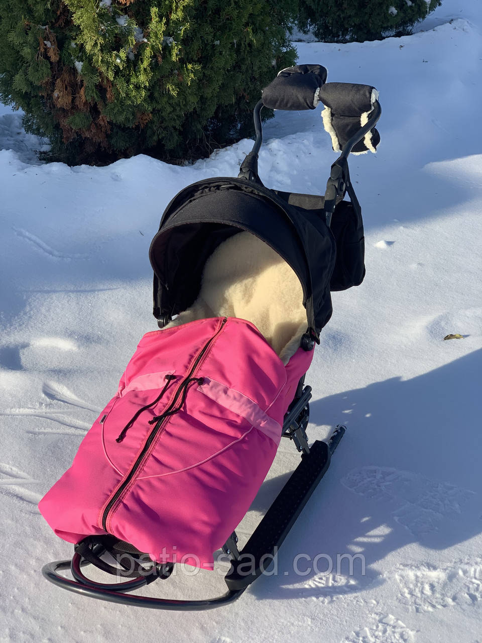 Санки Rasper 05 7 в 1 конверт (хутро) + муфти (Польща), фото 1