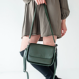 Маленький жіночий клатч сумка крос боді через плече зелена з екошкіри з плечовим ременем, фото 6