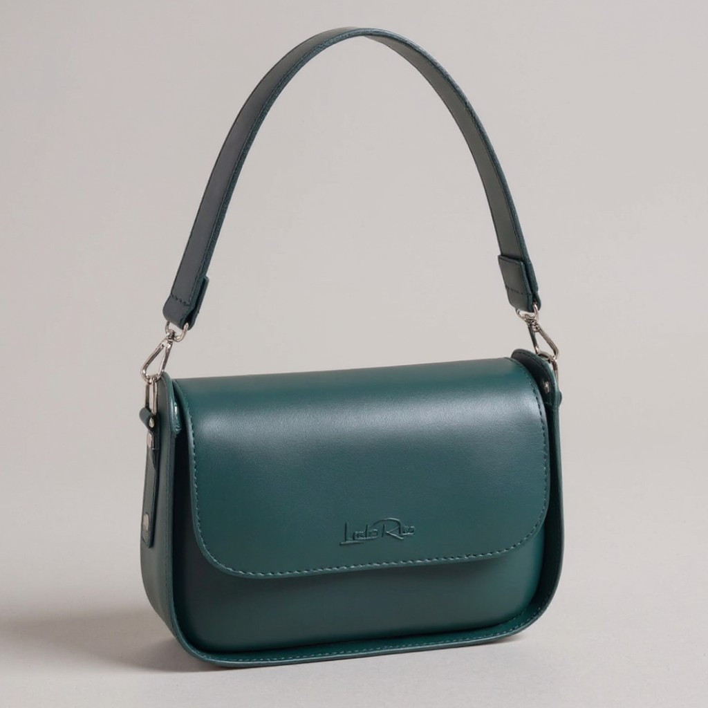 Маленький жіночий клатч сумка крос боді через плече зелена з екошкіри з плечовим ременем, фото 1