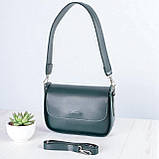 Маленький жіночий клатч сумка крос боді через плече зелена з екошкіри з плечовим ременем, фото 2