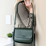 Маленький жіночий клатч сумка крос боді через плече зелена з екошкіри з плечовим ременем, фото 9
