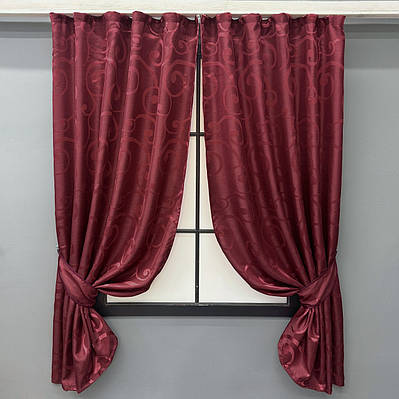 Комплект (2шт. 1,3х1,7м.) готових жакардових штор. Колір бордовий. Код 1533ш 35-0397