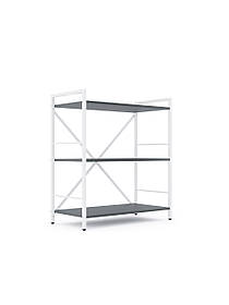 Стелаж металевий фарбований Білий "Лофт" 900х600х240мм, 3 полиці, ЛДСП колір полиць Антрацит | Стелаж для тераси