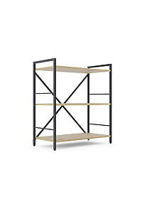 Стелаж металевий фарбований Антрацит "Лофт" 900х600х240мм, 3 полиці, ЛДСП колір полиць Дуб Артізан | Стелаж для шоурума