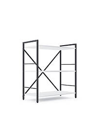 Стелаж металевий фарбований Антрацит "Лофт" 900х600х240мм, 3 полиці, ЛДСП колір полиць Білий Сніг | Стелаж для шоурума