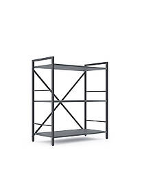 Стелаж металевий фарбований Антрацит "Лофт" 900х600х240мм, 3 полиці, ЛДСП колір полиць Антрацит | Стелаж для передпокою