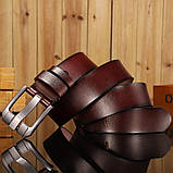 Шкіряний ремінь чоловічий з натуральної шкіри. Чоловічий ремінь пояс для джинсів MILUOTA Коричневий, фото 4