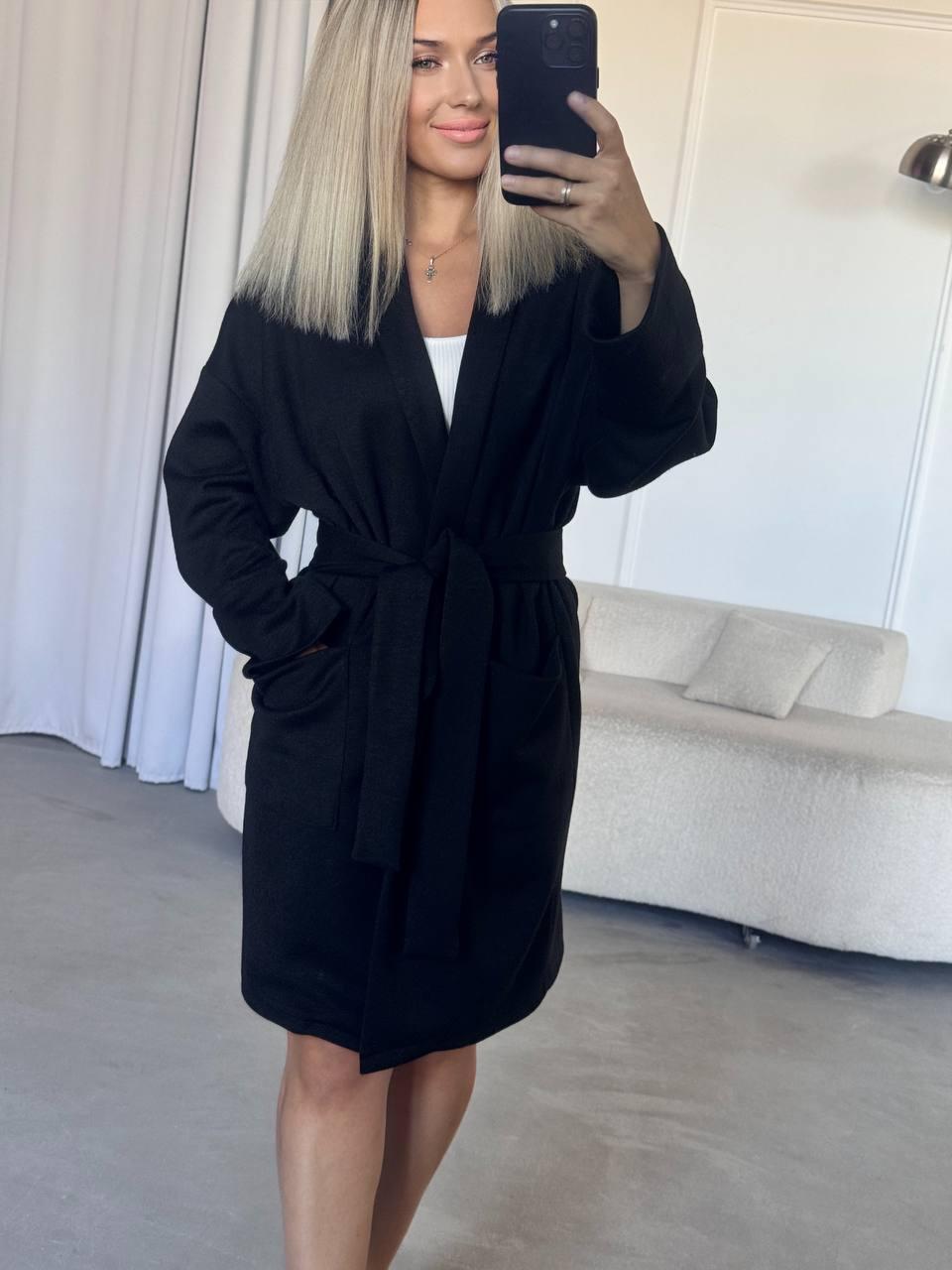 Жіночий теплий кардиган міді на запах із поясом з ангори (р 42-52) 2KA573, фото 1