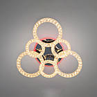 Світлодіодна люстра 107 Вт з підсвічуванням основи та пультом д/к колір каркасу хром D-3314/3+3HR LED, фото 2