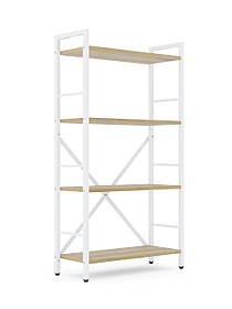 Стелаж металевий фарбований Білий "Лофт" 1100х600х240мм, 4 полиці, ЛДСП колір полиць Дуб Артізан | Стелаж для комори